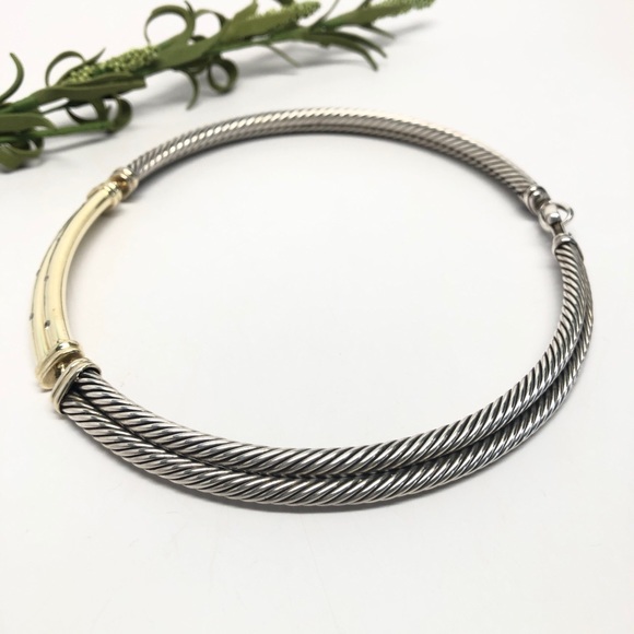 David Yurman Diamond Double Cable Metro Necklace - Picture 4 of 11